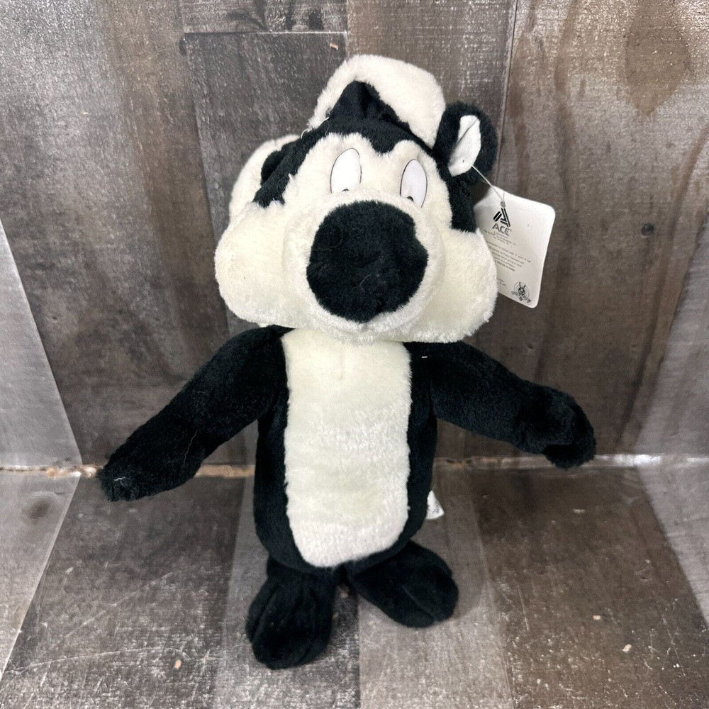 Vintage Ace 1997 Looney Tunes Pepe Le Pew 12"‎ Tall Stuffed Animal Plush Skunk